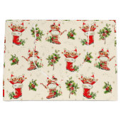 Schattigee  Retro Kerst Rode Groene Elfen Groot Cadeauzakje (Voorkant)