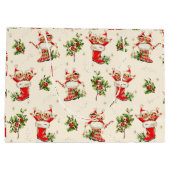 Schattigee  Retro Kerst Rode Groene Elfen Groot Cadeauzakje (Achterkant)