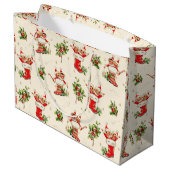 Schattigee  Retro Kerst Rode Groene Elfen Groot Cadeauzakje (Achterkant Gekanteld)