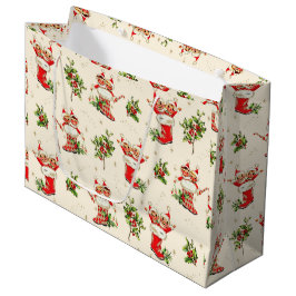 Schattigee  Retro Kerst Rode Groene Elfen Groot Cadeauzakje