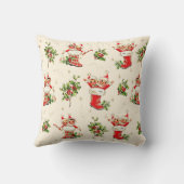Schattigee  Retro Kerst Rode Groene Elfen Kussen (Achterkant)