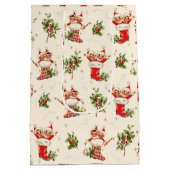 Schattigee  Retro Kerst Rode Groene Elfen Medium Cadeauzakje (Achterkant)