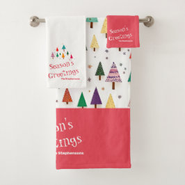 Schattigee retro kerstbomen handdoek set