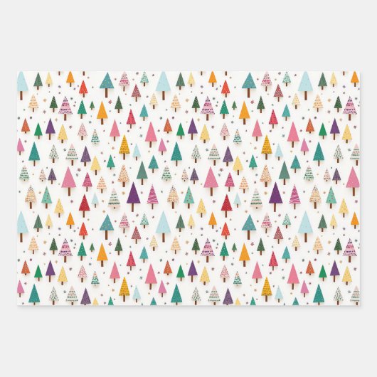 Schattigee Retro kerstbomen inpakpapier (Voorkant)