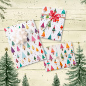 Schattigee Retro kerstbomen inpakpapier Vel
