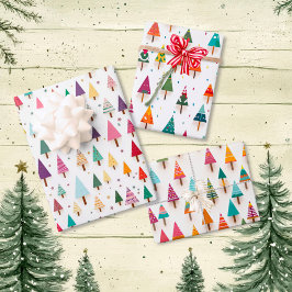 Schattigee Retro kerstbomen inpakpapier Vel