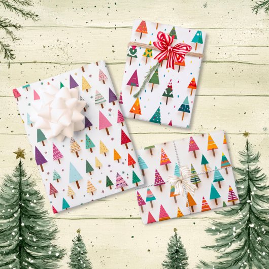 Schattigee Retro kerstbomen inpakpapier Vel