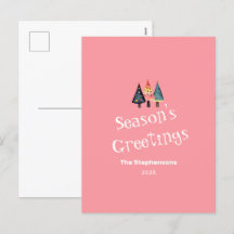 Schattigee Retro Kerstbomen Roze Vakantie Briefkaa