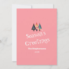 Schattigee Retro Kerstbomen Roze Vlakke Vakantie K Feestdagenkaart