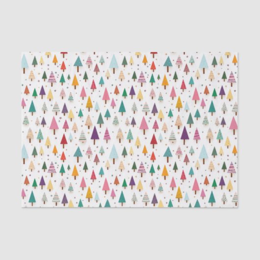 Schattigee Retro Kerstbomen Weefselpapier Tissuepapier (Voorkant)