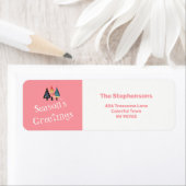 Schattigee Retro Kerstboom Roze Adresetiketten Etiket (Insitu)