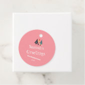 Schattigee retro kerstboom roze vakantie bedankjes labels (In situ)