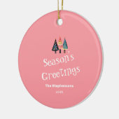 Schattigee retro kerstboom roze vakantie keramisch ornament (Links)