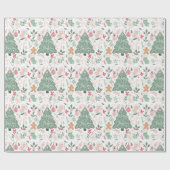 Schattigee retro kerstdingen Illustratiepatroon Cadeaupapier (Vlak)