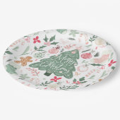 Schattigee retro kerstdingen Illustratiepatroon Papieren Bordje (Gekanteld)