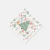 Schattigee retro kerstdingen Illustratiepatroon Servet (Hoek)