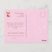 Schattigee  Retro Kerstelfen Roze Briefkaart (Achterkant)