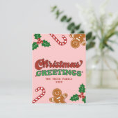 Schattigee Retro Kerstgroeten Feestdagenkaart (Staand voorkant)