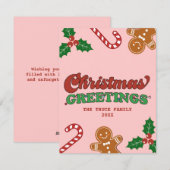 Schattigee Retro Kerstgroeten Feestdagenkaart (Voorkant / Achterkant)
