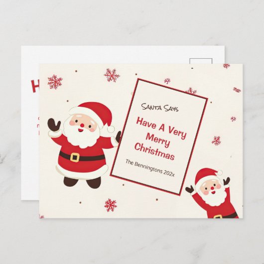 Schattigee Retro Kerstman Briefkaart (Voorkant / Achterkant)