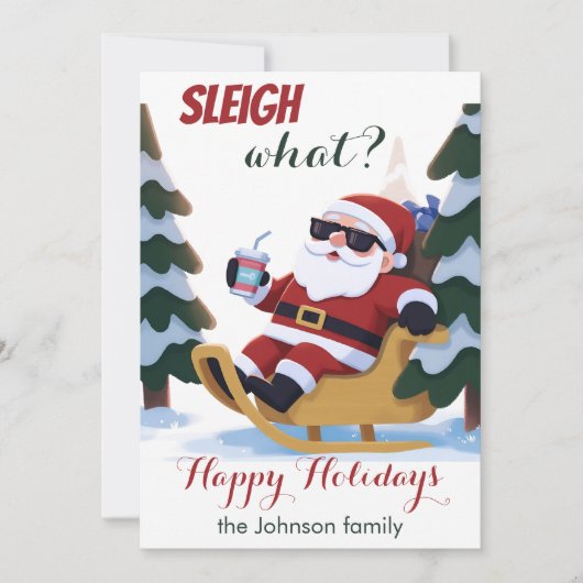Schattigee retro kerstman en slee kerst Kaart (Voorkant)