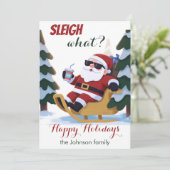 Schattigee retro kerstman en slee kerst Kaart (Staand voorkant)