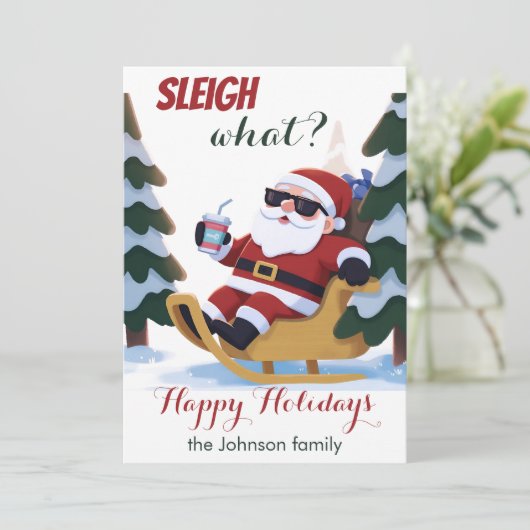 Schattigee retro kerstman en slee kerst Kaart (Staand voorkant)