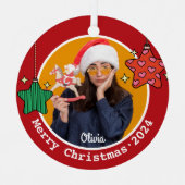 Schattigee Retro Kerststerren Custom Afbeelding Metalen Ornament (Voorkant)