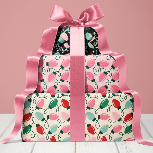 Schattigee Retro Kerstverlichting Inpakpapier Vel