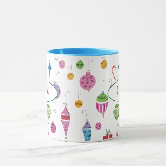 Schattigee Retro Kerstversieringen Gepersonaliseer Mok (Midden)