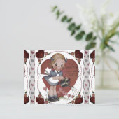 Schattigee Retro Kind Tuinier  Kunst Feestdagenkaart (Staand voorkant)