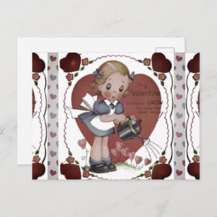 Schattigee Retro Kind Tuinier  Kunst Feestdagenkaart