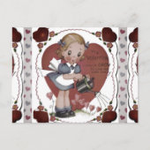 Schattigee Retro Kind Tuinier  Kunst Feestdagenkaart (Voorkant)