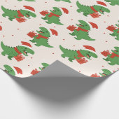 Schattigee Retro Kinder T-Rex Xmas Cadeaupapier (Hoek)