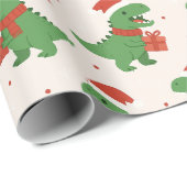 Schattigee Retro Kinder T-Rex Xmas Cadeaupapier (Rol Hoek)