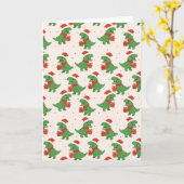 Schattigee Retro Kinder T-Rex Xmas Kaart (Gele Bloem)