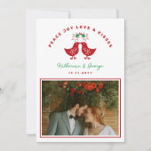 Schattigee Retro Kissing Chicks Peace Joy Love Kis Feestdagenkaart (Voorkant)