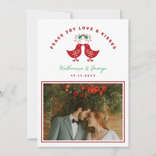 Schattigee Retro Kissing Chicks Peace Joy Love Kis Feestdagenkaart (Voorkant)