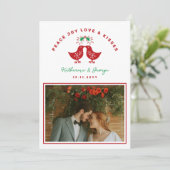 Schattigee Retro Kissing Chicks Peace Joy Love Kis Feestdagenkaart (Staand voorkant)