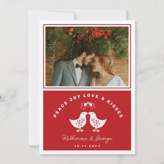 Schattigee Retro Kissing Chicks Peace Joy Love Kis Feestdagenkaart (Voorkant)