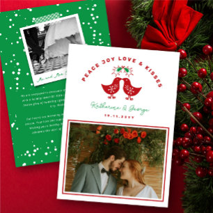 Schattigee Retro Kissing Chicks Peace Joy Love Kis Feestdagenkaart