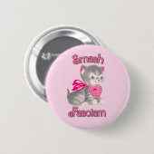 Schattigee retro kitten - smash fascisme ronde button 5,7 cm (Voorkant /achterkant)