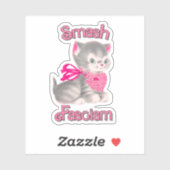 Schattigee retro kitten - smash fascisme sticker (Vel)