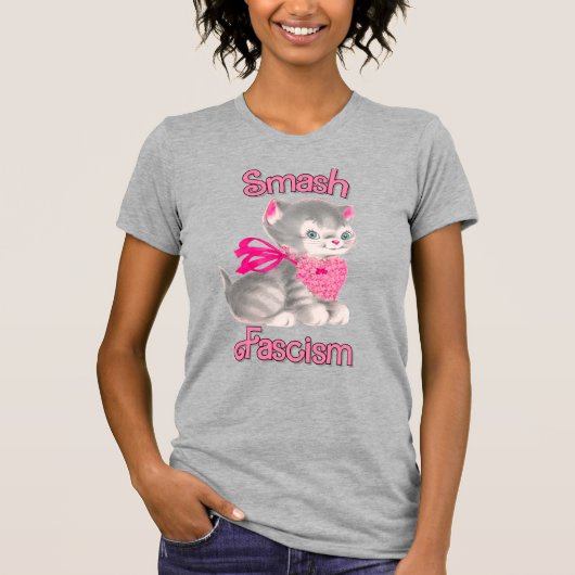 Schattigee retro kitten - smash fascisme t-shirt (Voorkant)
