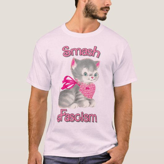 Schattigee retro kitten - smash fascisme t-shirt (Voorkant)