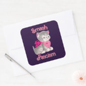 Schattigee retro kitten - smash fascisme vierkante sticker (Envelop)