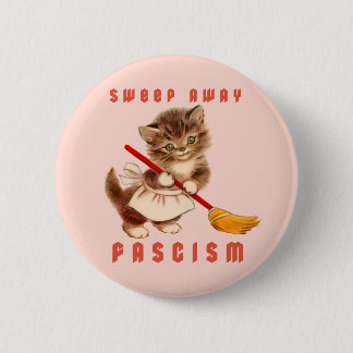 Schattigee retro kitten - veeg fascisme weg ronde button 5,7 cm