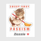 Schattigee retro kitten - veeg fascisme weg sticker (Vel)