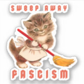 Schattigee retro kitten - veeg fascisme weg sticker (Voorkant)