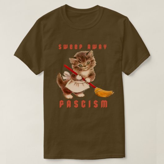 Schattigee retro kitten - veeg fascisme weg t-shirt (Design voorkant)